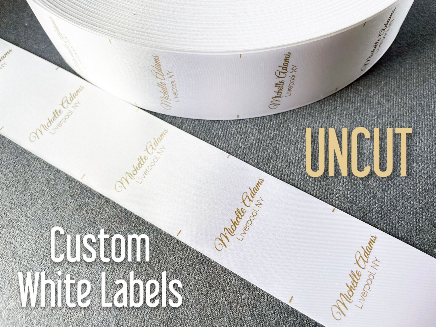 Custom White Satin Labels