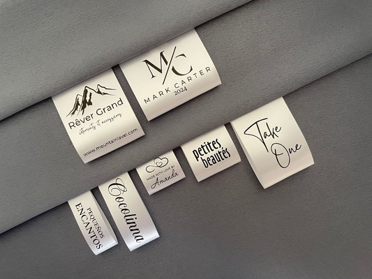 Custom White/Black Satin Labels